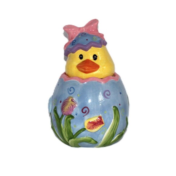 Davids Cookie Jar Ceramic Pastel Blue Large Easter Egg 12" Holiday - Picture 1 of 11